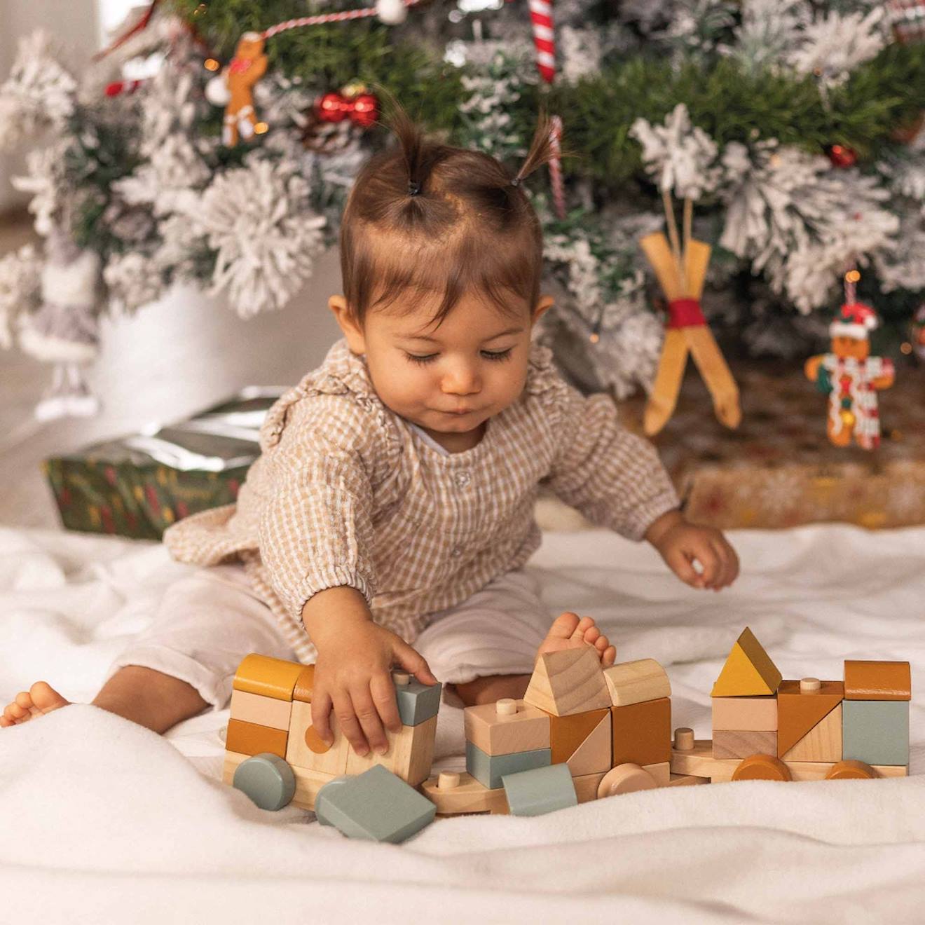 Train en bois pour bébé multicolore