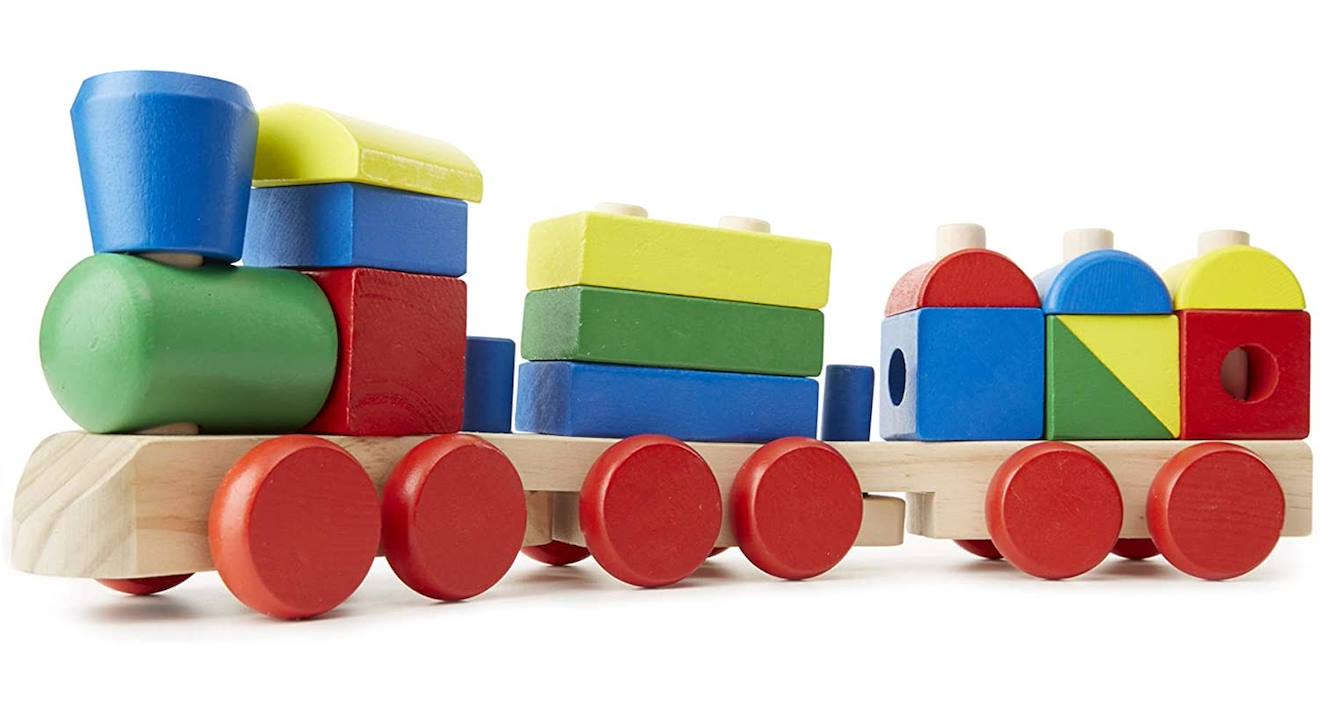 Train en bois bleu