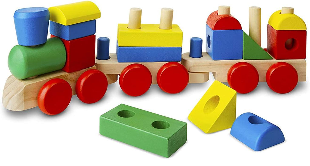 Train en bois bleu