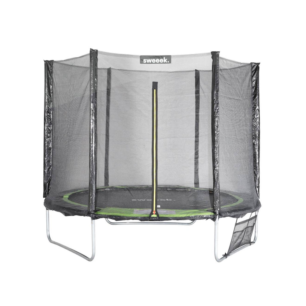 Trampoline 250 cm – galaxie avec filet de protection, bâche, filet pour chaussures, kit d'ancrage vert