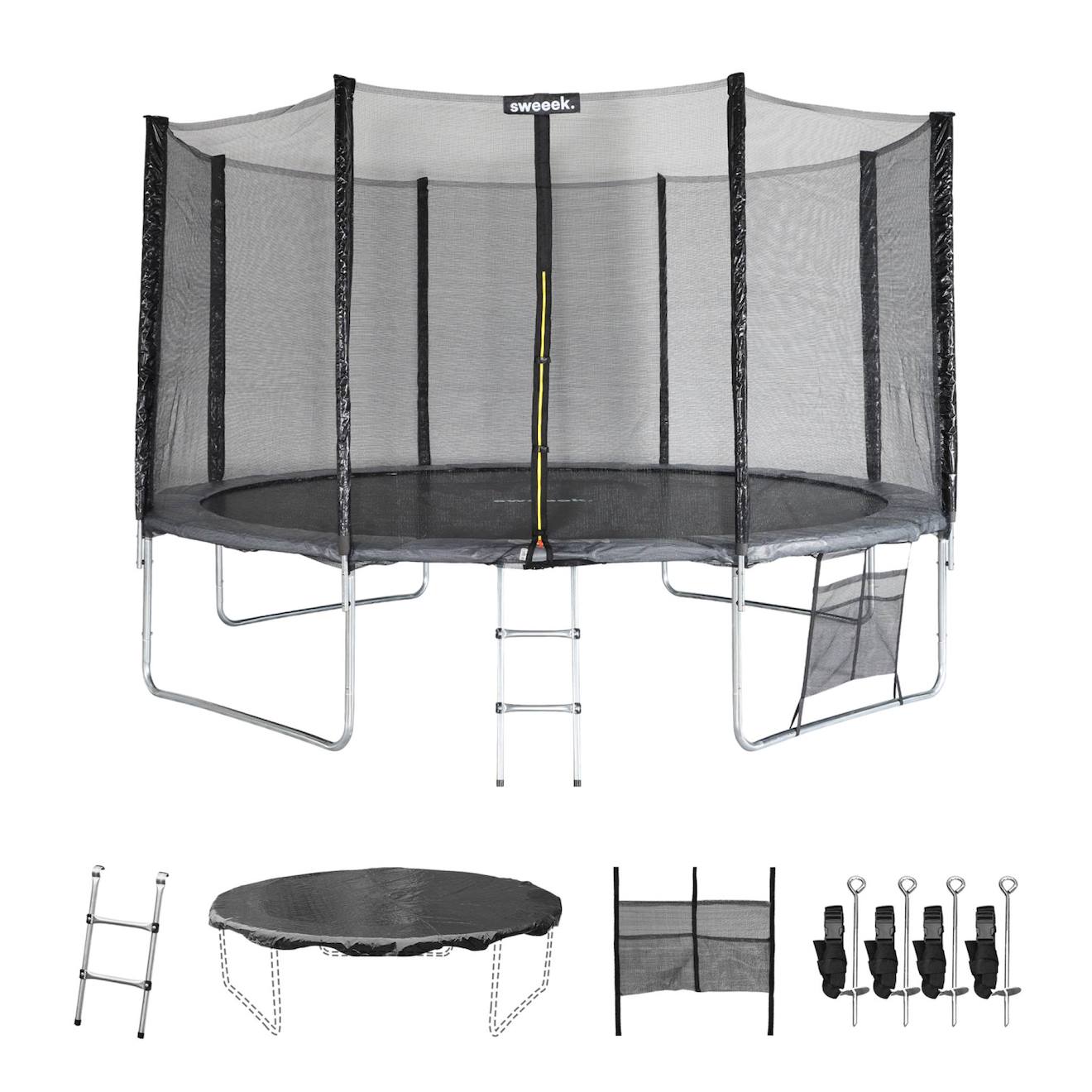 Trampoline 400cm avec pack d'accessoires mercure XXL gris