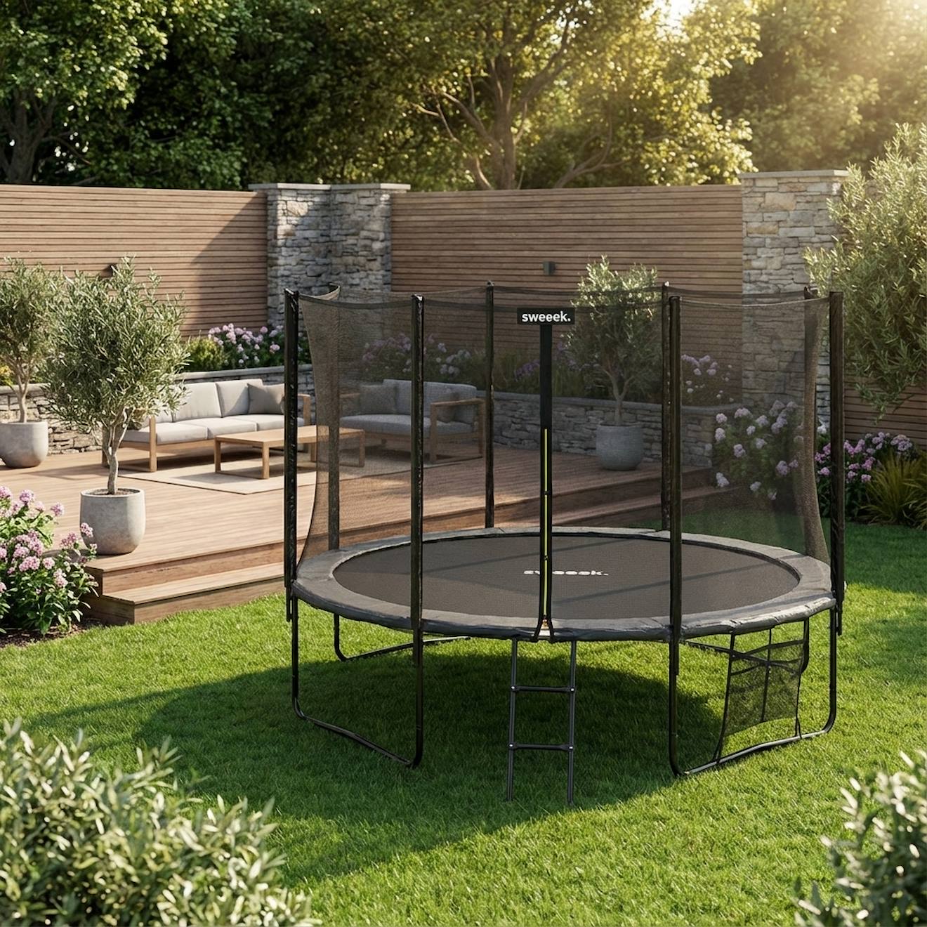 Trampoline 400cm avec pack d'accessoires mercure XXL gris