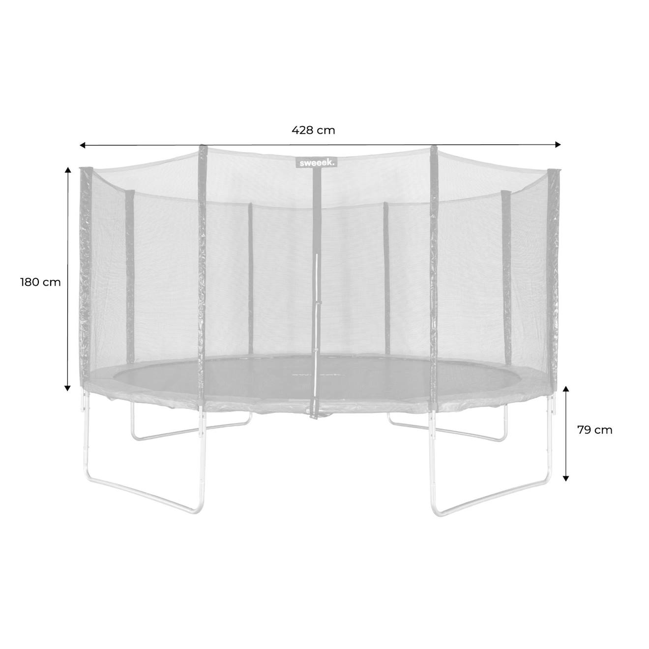 Trampoline 430cm filet protection venus gris