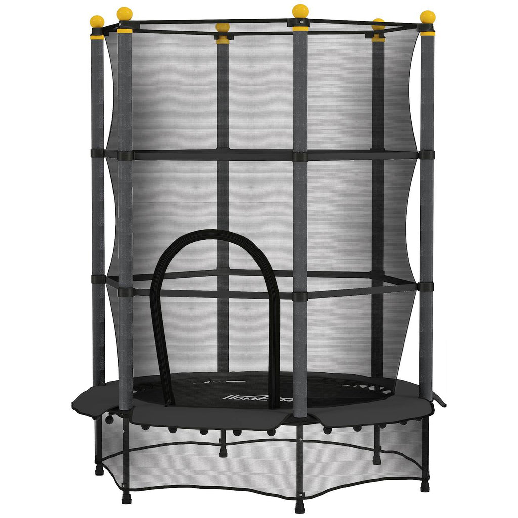 Trampoline de jardin enfants ø 1,40 x 1,90h m filet de sécurité porte zipée couvre-ressorts 6 poteaux rembourrés inclus noir
