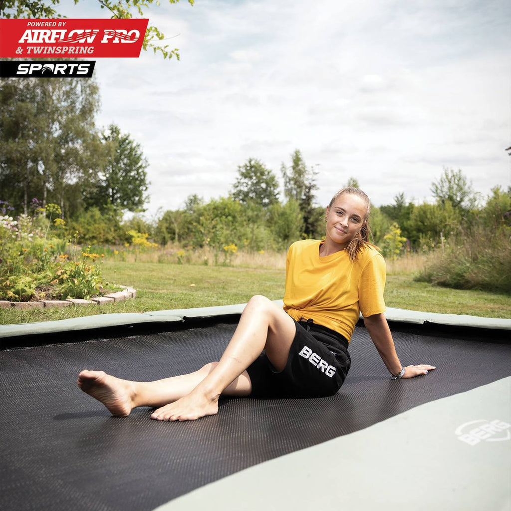 Trampoline ecologique enterré champion eco 410 vert