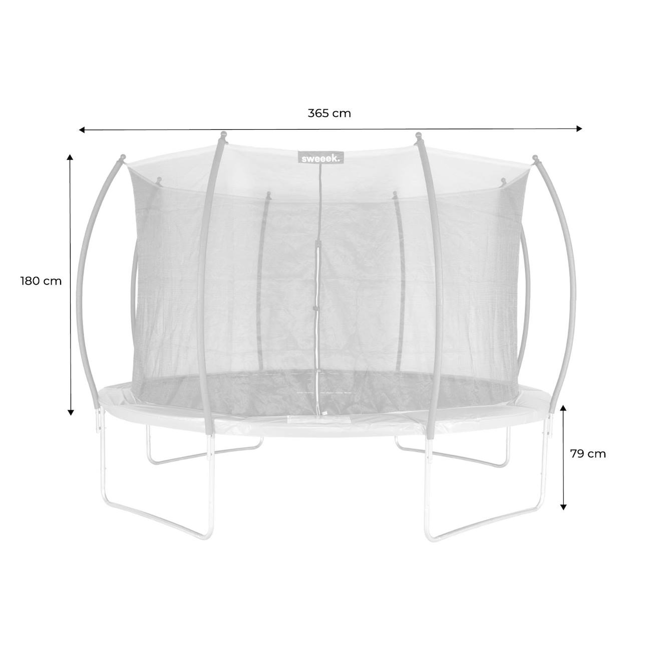 Trampoline rond ø 370cm gris avec filet intérieur - saturne inner – trampoline 3,7m 370 cm gris