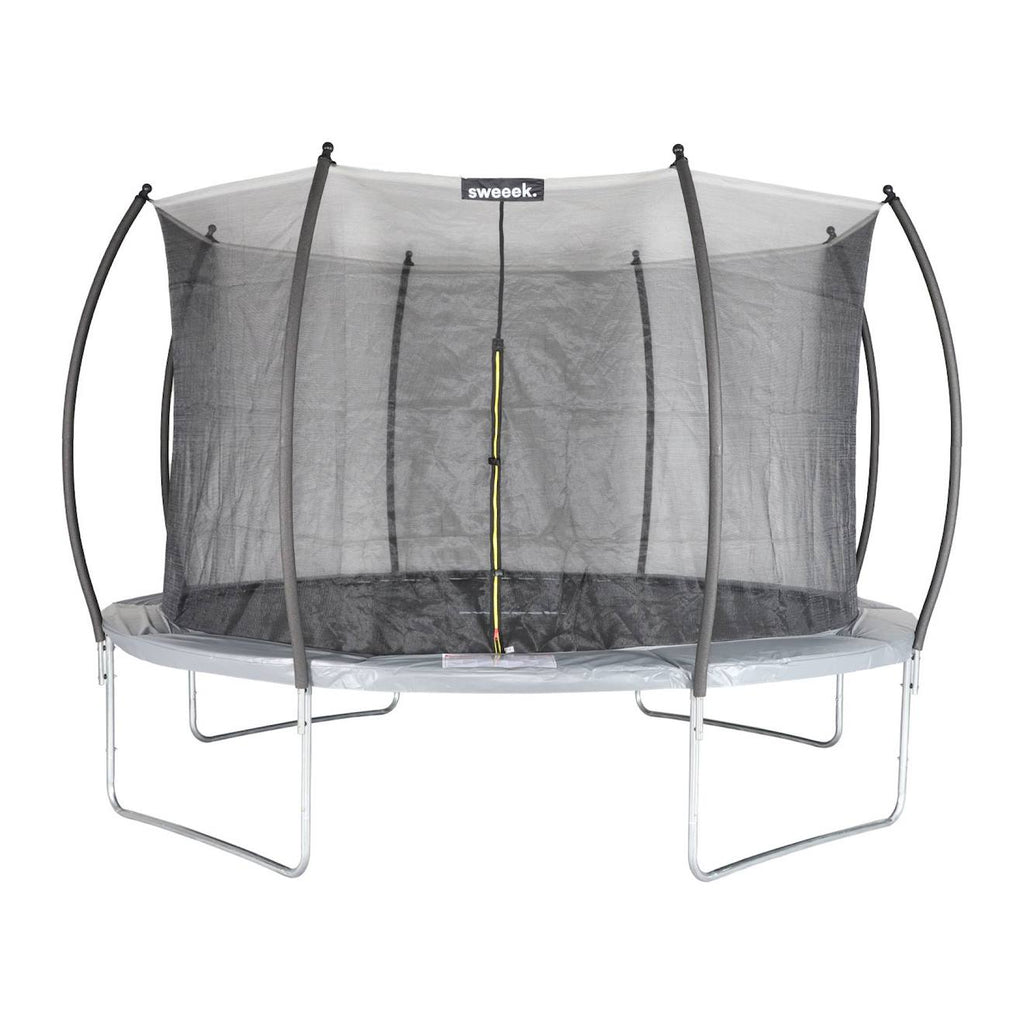 Trampoline rond ø 370cm gris avec filet intérieur - saturne inner – trampoline 3,7m 370 cm gris