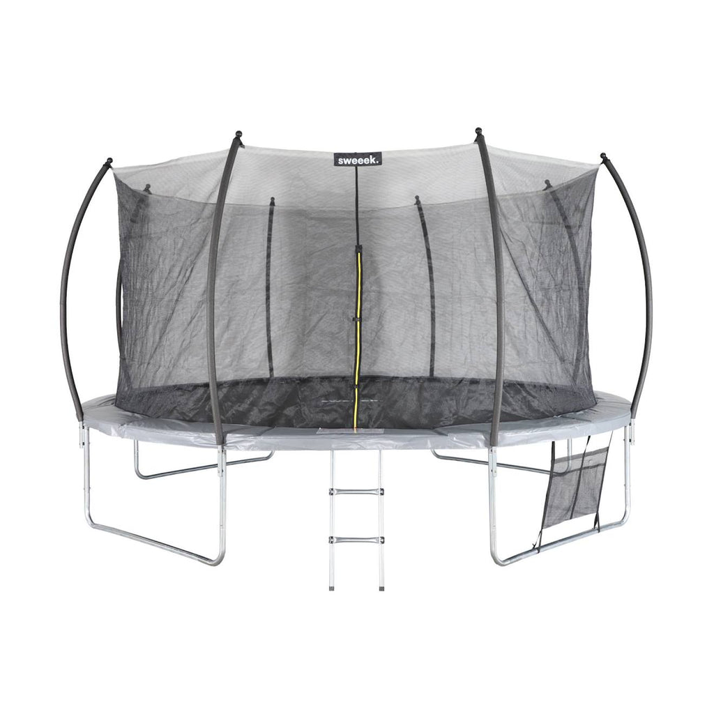 Trampoline rond ø 430cm gris avec filet de protection intérieur et accessoires - venus inner XXL gris