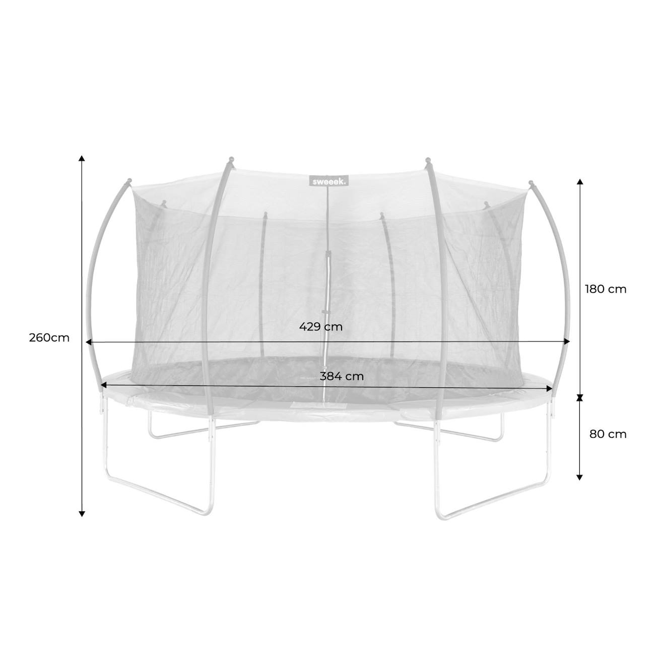 Trampoline rond ø 430cm gris avec filet de protection intérieur et accessoires - venus inner XXL gris