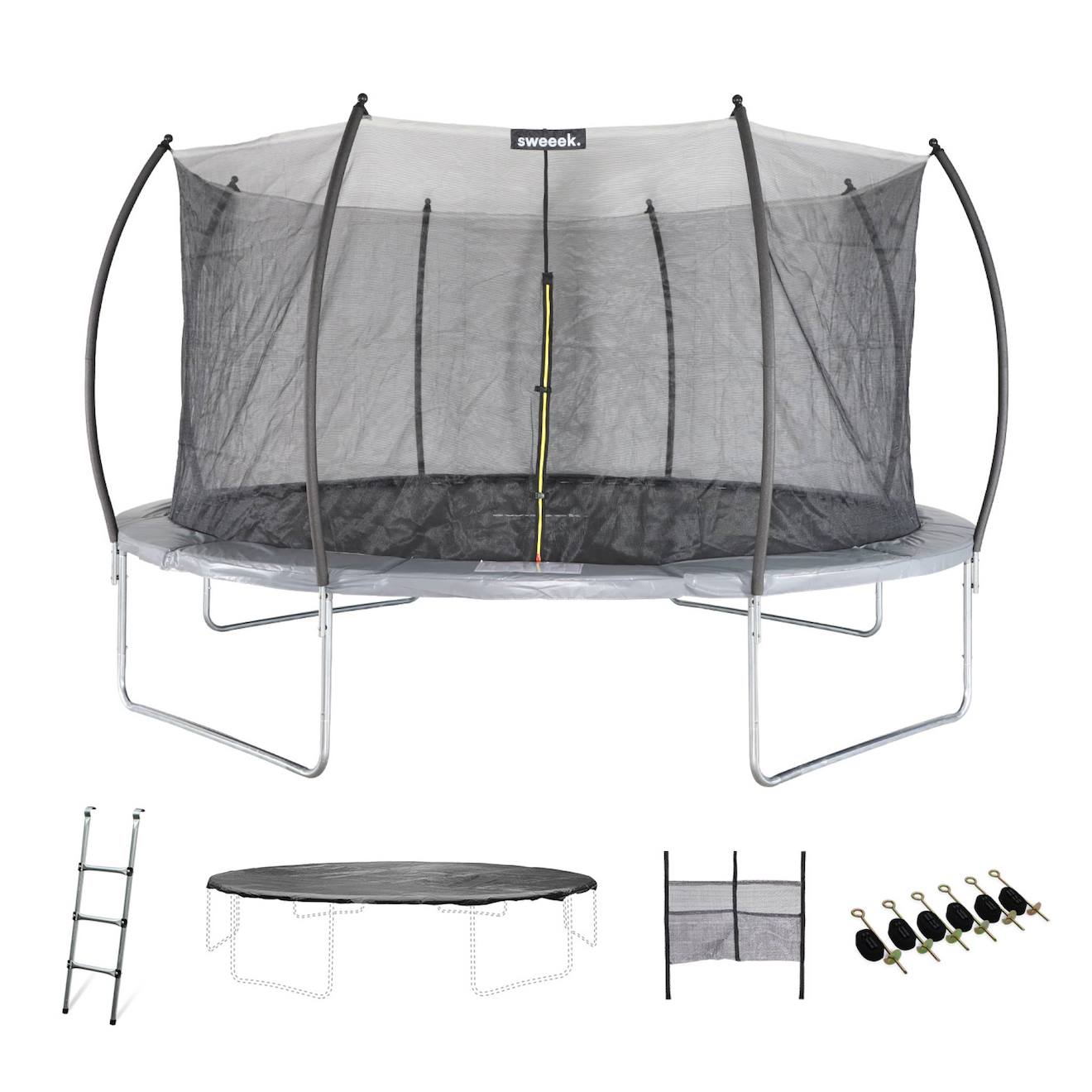 Trampoline rond ø 490cm avec accessoires - jupiter inner XXL 4,90m 490 cm gris