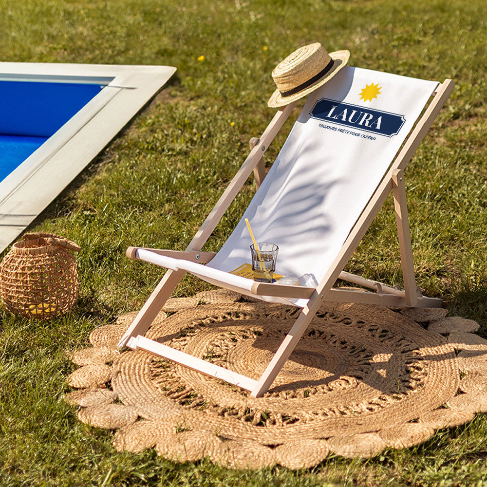 Transat en Bois Soleil Anisé à Personnaliser - Transat Personnalisé