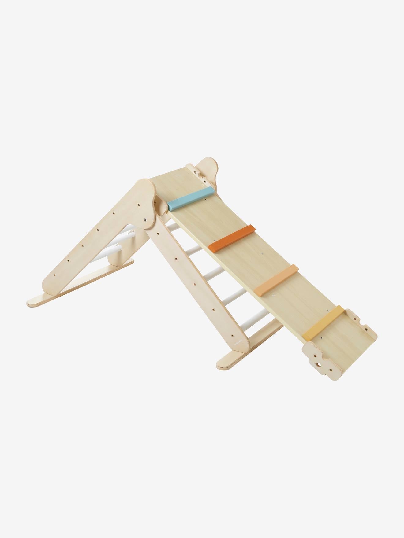 Triangle d'escalade à grimper en bois beige moyen uni avec décor