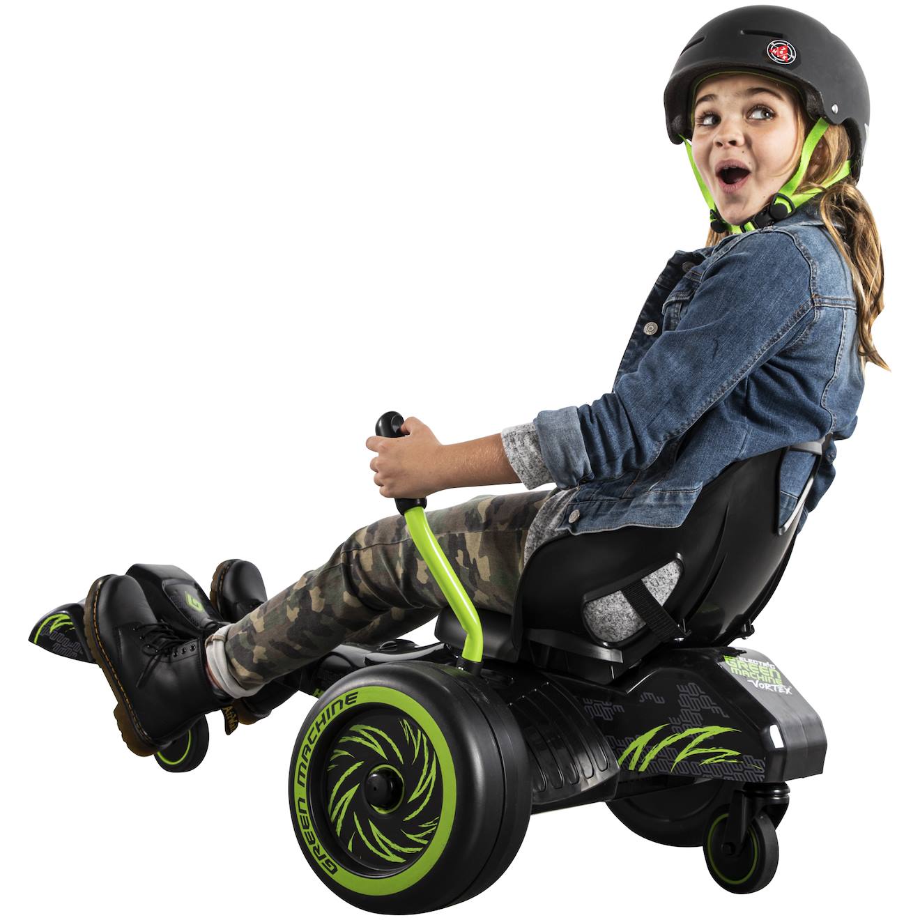 Tricycle enfant à piles green machine vortex vert