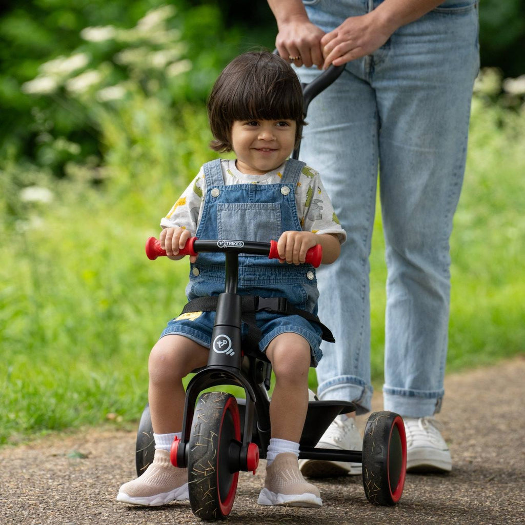 Tricycle enfant évolutif 2 en 1 early fun métal noir - rouge