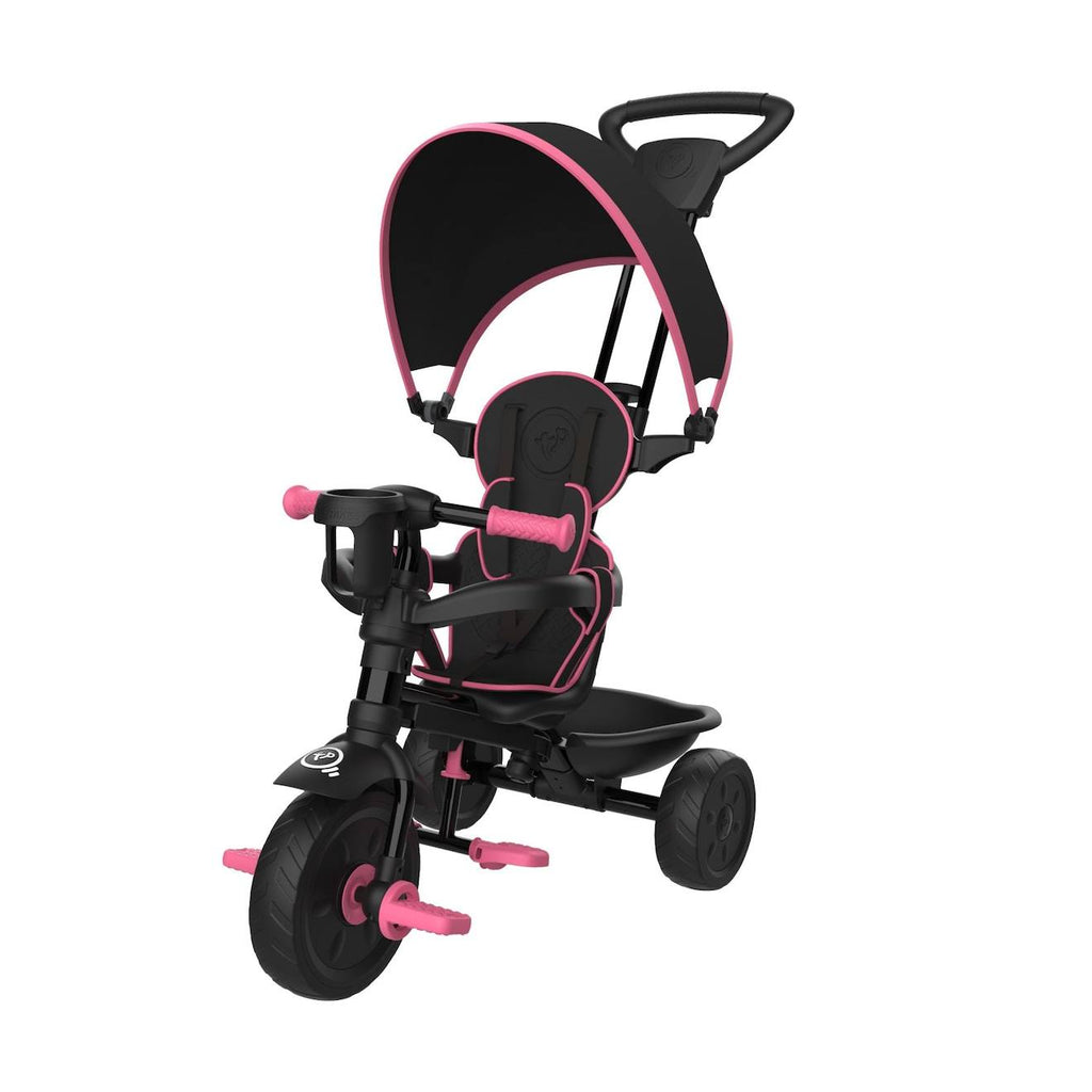 Tricycle enfant évolutif 4 en 1 deluxe métal noir - rose