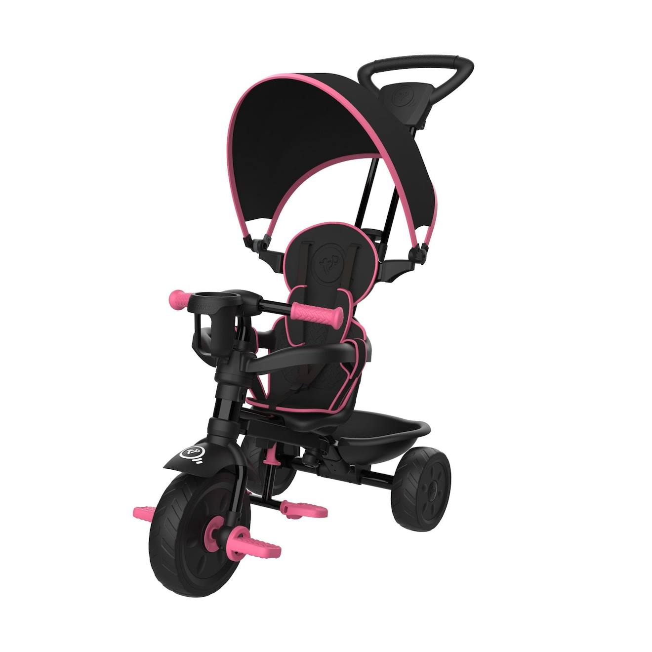 Tricycle enfant évolutif 4 en 1 deluxe métal noir - rose