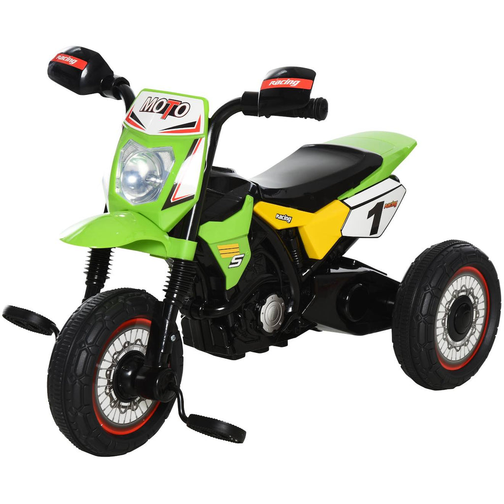 Tricycle enfant moto cross effets musicaux et lumineux coffre rangement vert