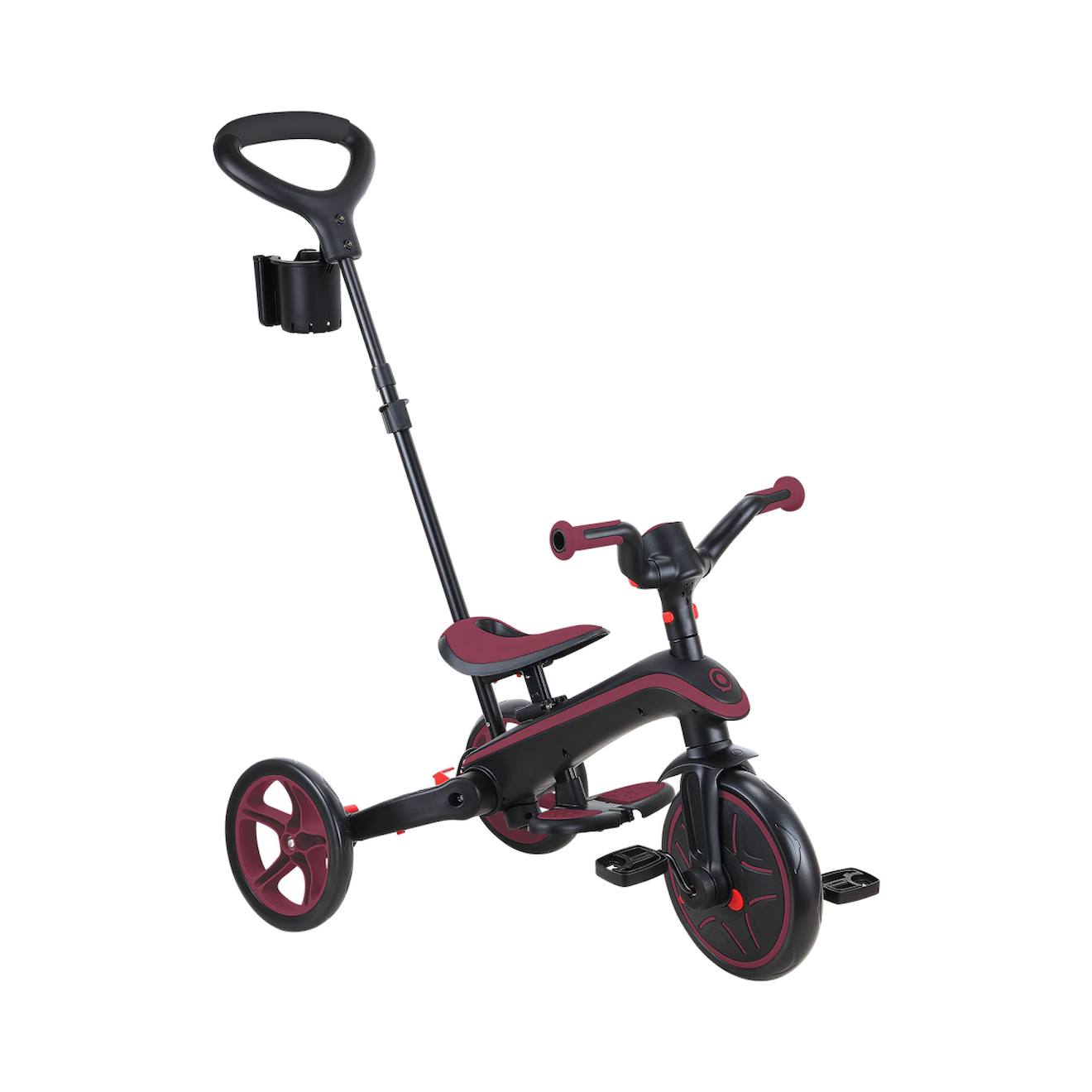 Tricycle explorer 4-en-1 évolutif et pliable rouge bordeaux
