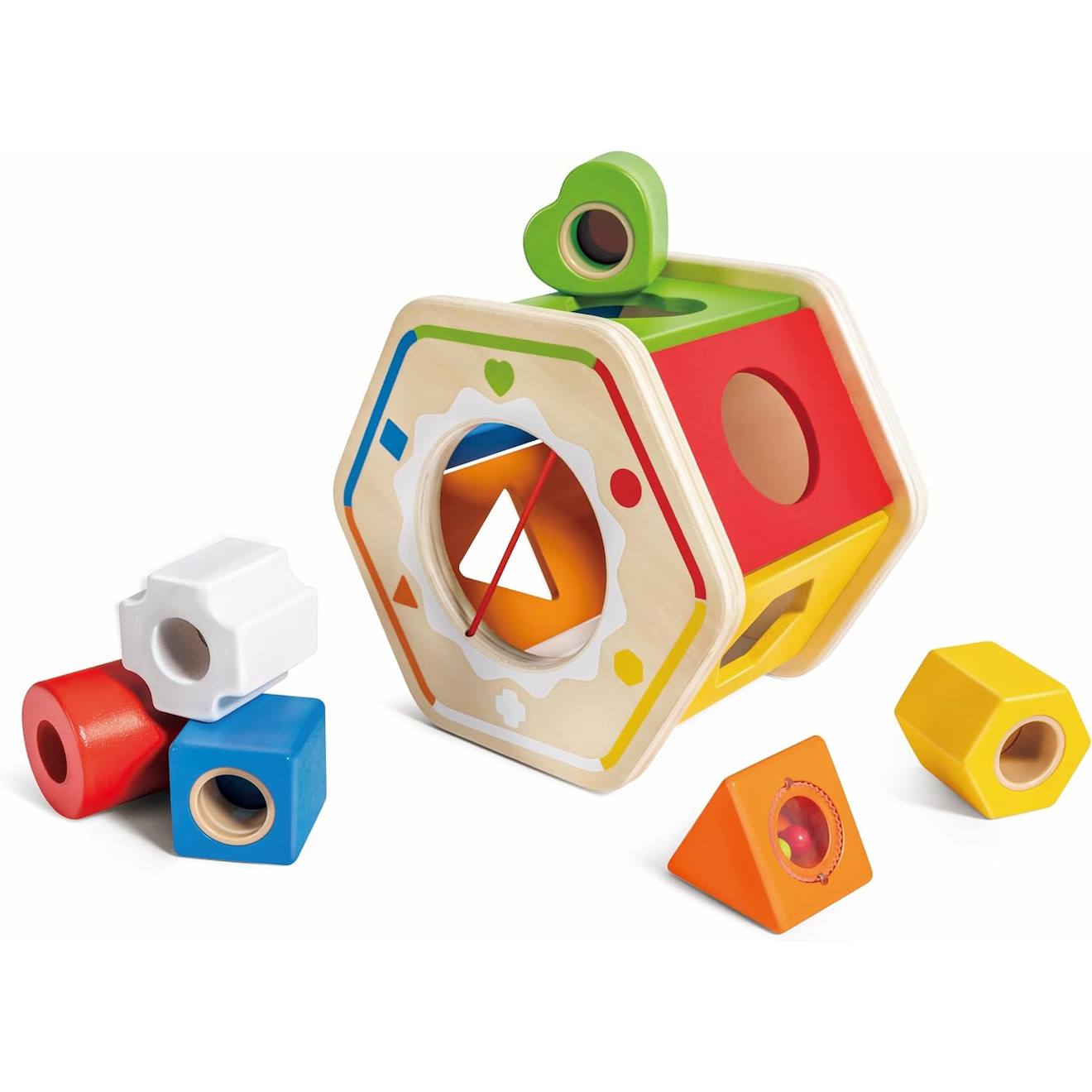 Trieur de formes en bois multicolore