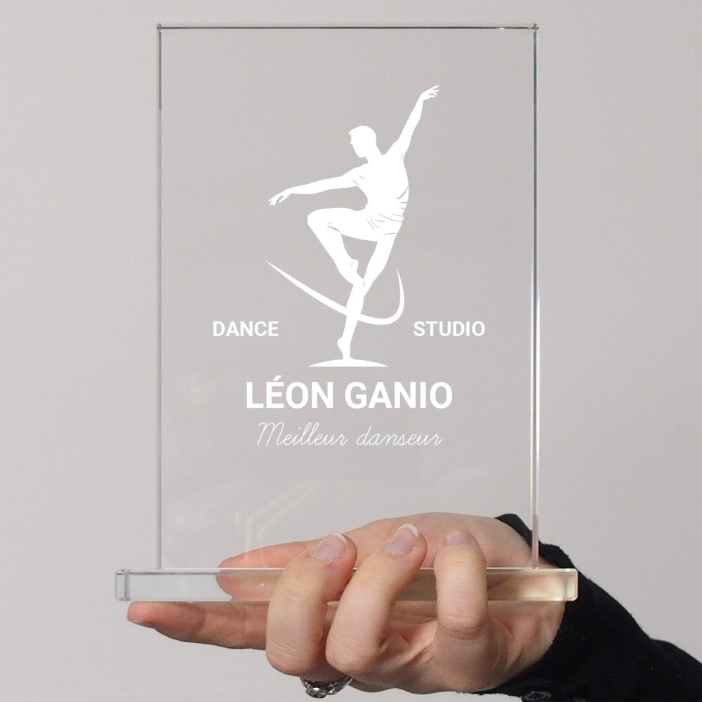 Trophée en Verre Danseur à Personnaliser - Trophée Personnalisé