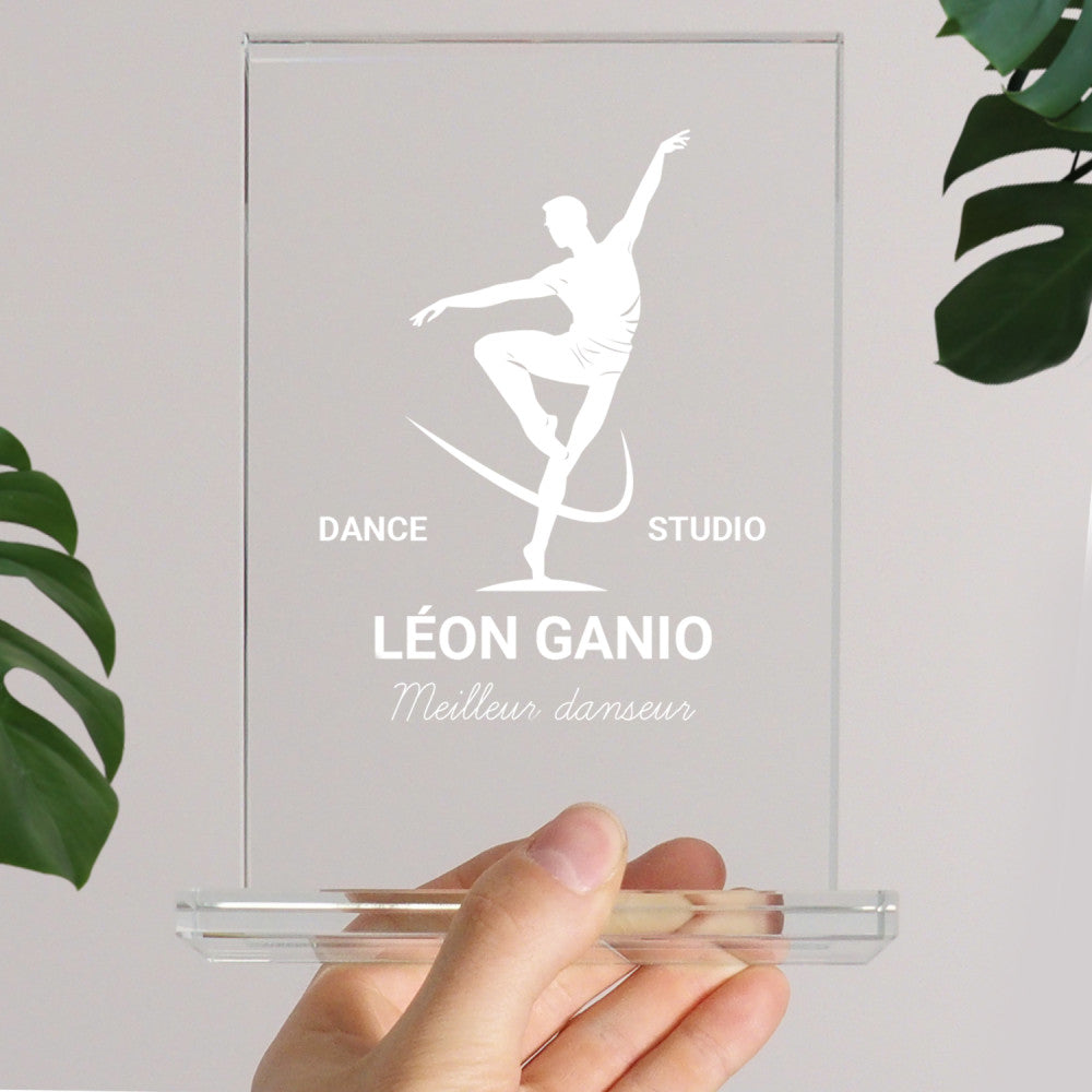 Trophée en Verre Danseur à Personnaliser - Trophée Personnalisé