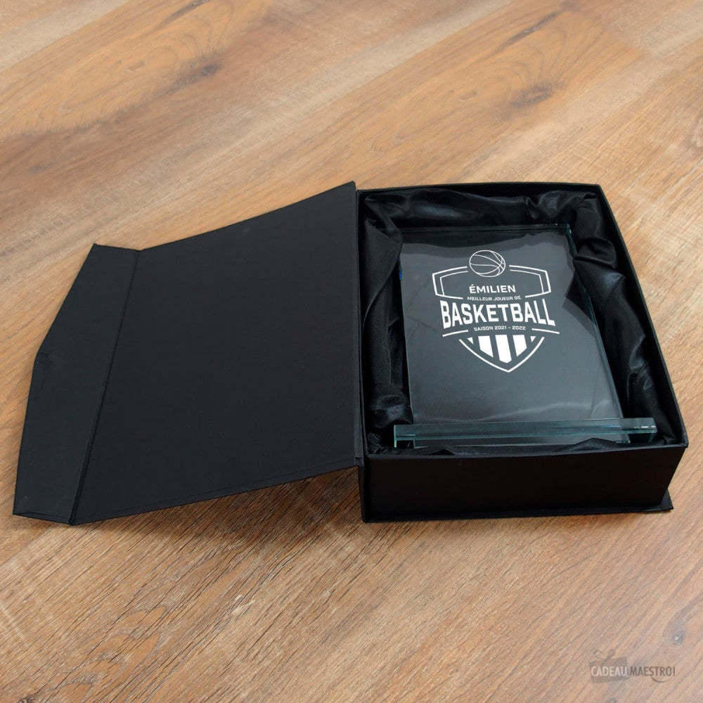 Trophée en Verre Basket à Personnaliser - Trophée Personnalisé