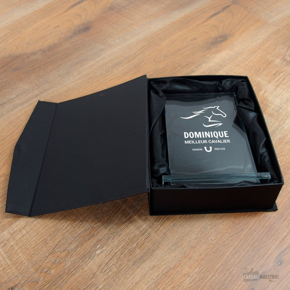 Trophée en Verre Équitation à Personnaliser - Trophée Personnalisé
