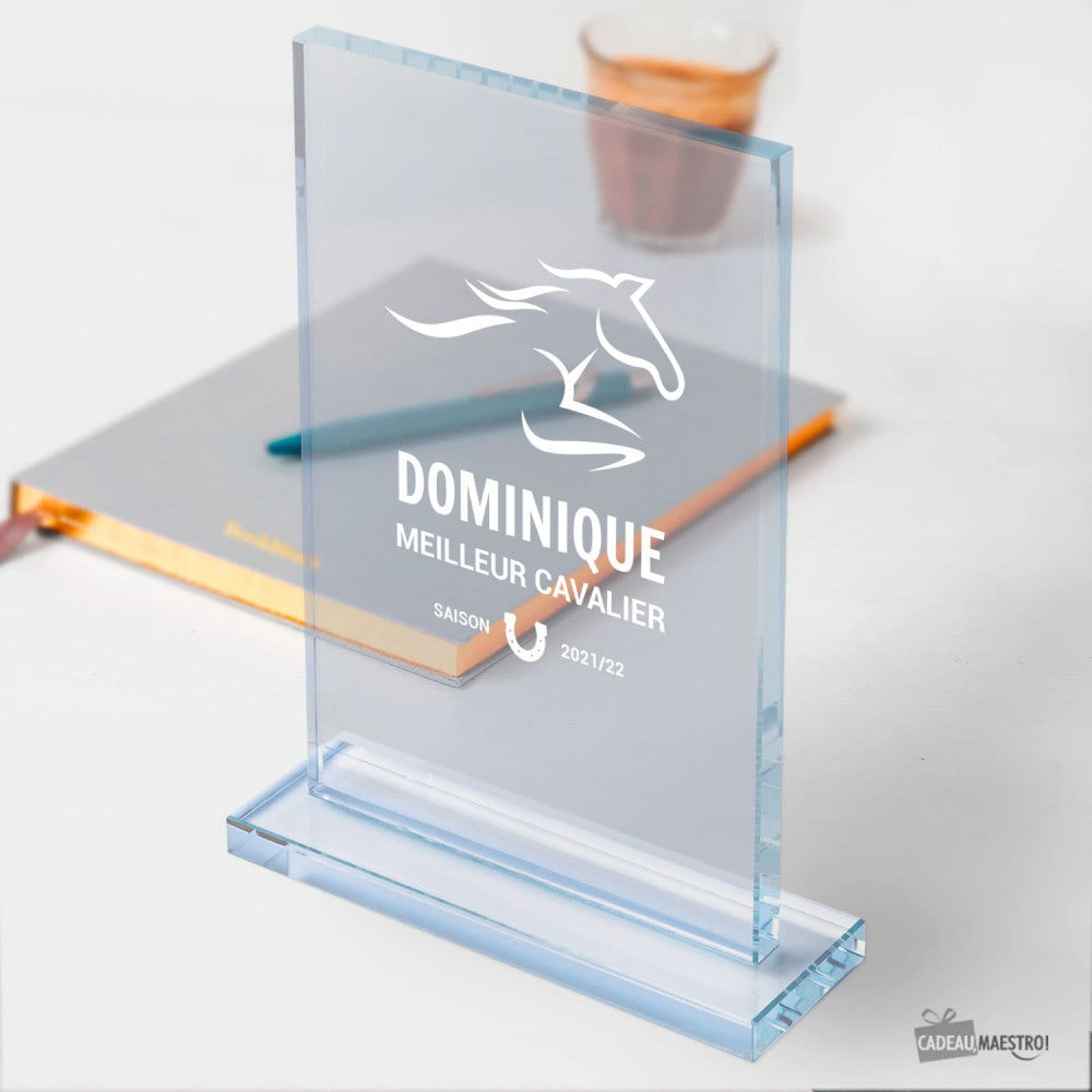 Trophée en Verre Équitation à Personnaliser - Trophée Personnalisé