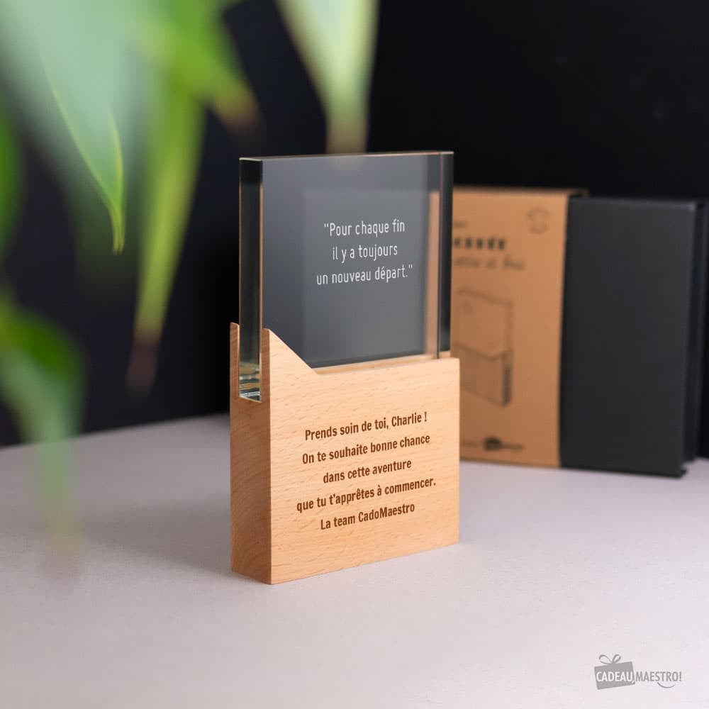 Trophée en Verre et Bois à Personnaliser - Trophée Personnalisé