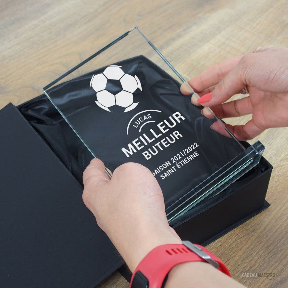 Trophée en Verre Football à Personnaliser - Trophée Personnalisé