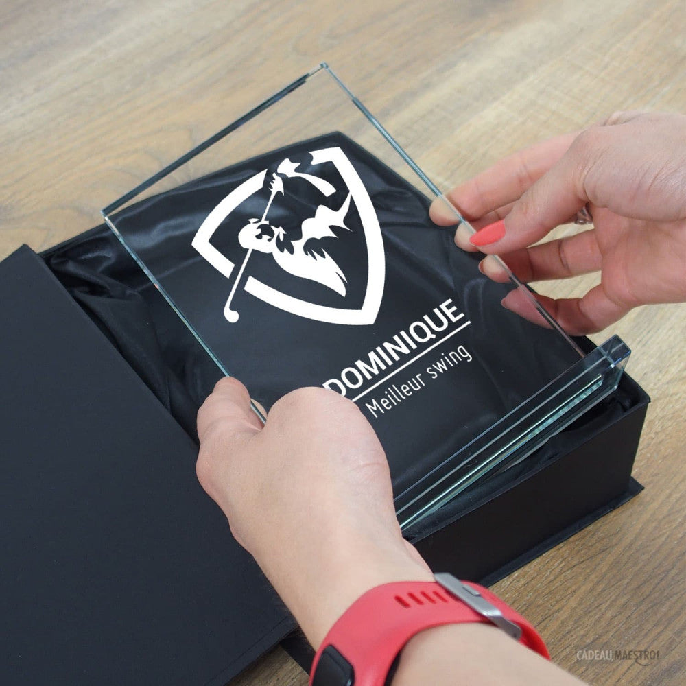 Trophée en Verre Golf à Personnaliser - Trophée Personnalisé