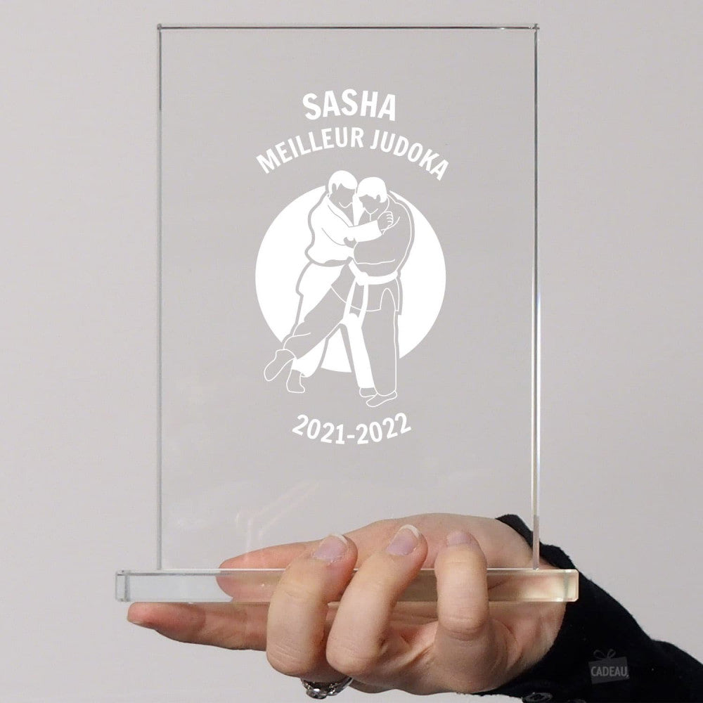 Trophée en Verre Judo à Personnaliser - Trophée Personnalisé