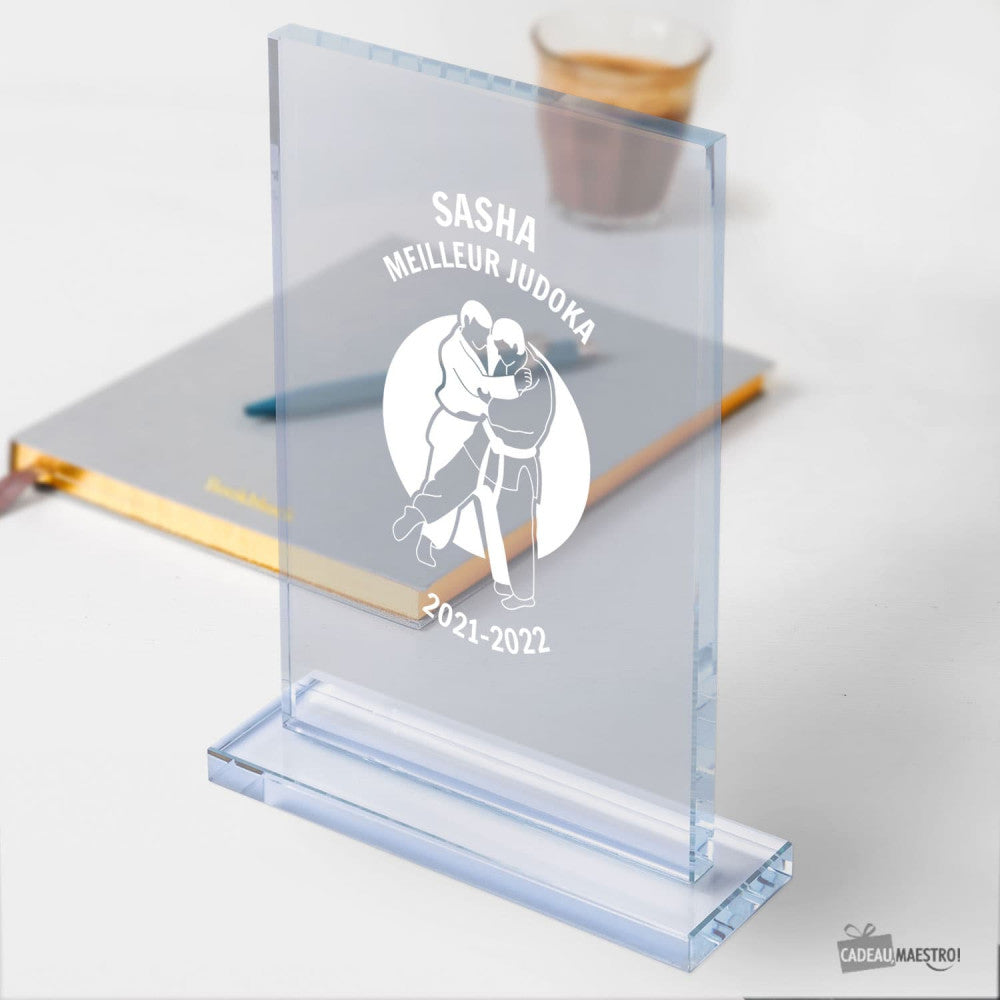 Trophée en Verre Judo à Personnaliser - Trophée Personnalisé
