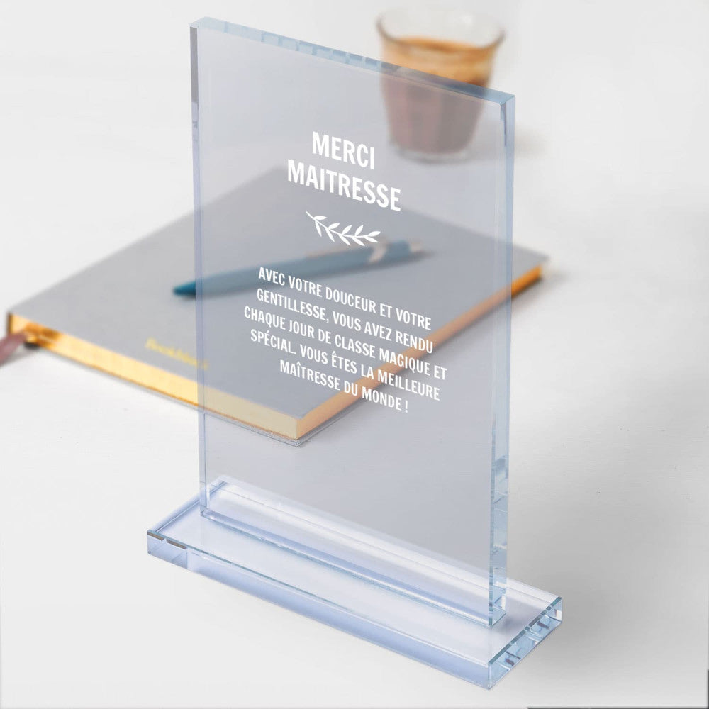 Trophée en Verre Merci à Personnaliser - Trophée Personnalisé
