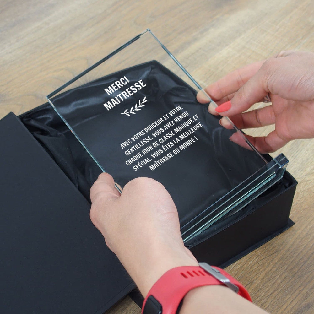 Trophée en Verre Merci à Personnaliser - Trophée Personnalisé