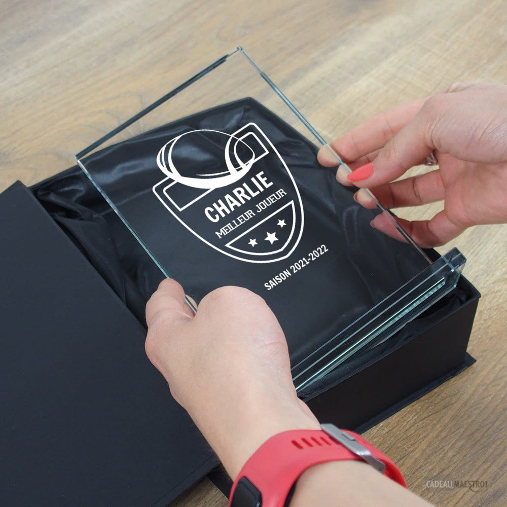 Trophée en Verre Rugby à Personnaliser - Trophée Personnalisé