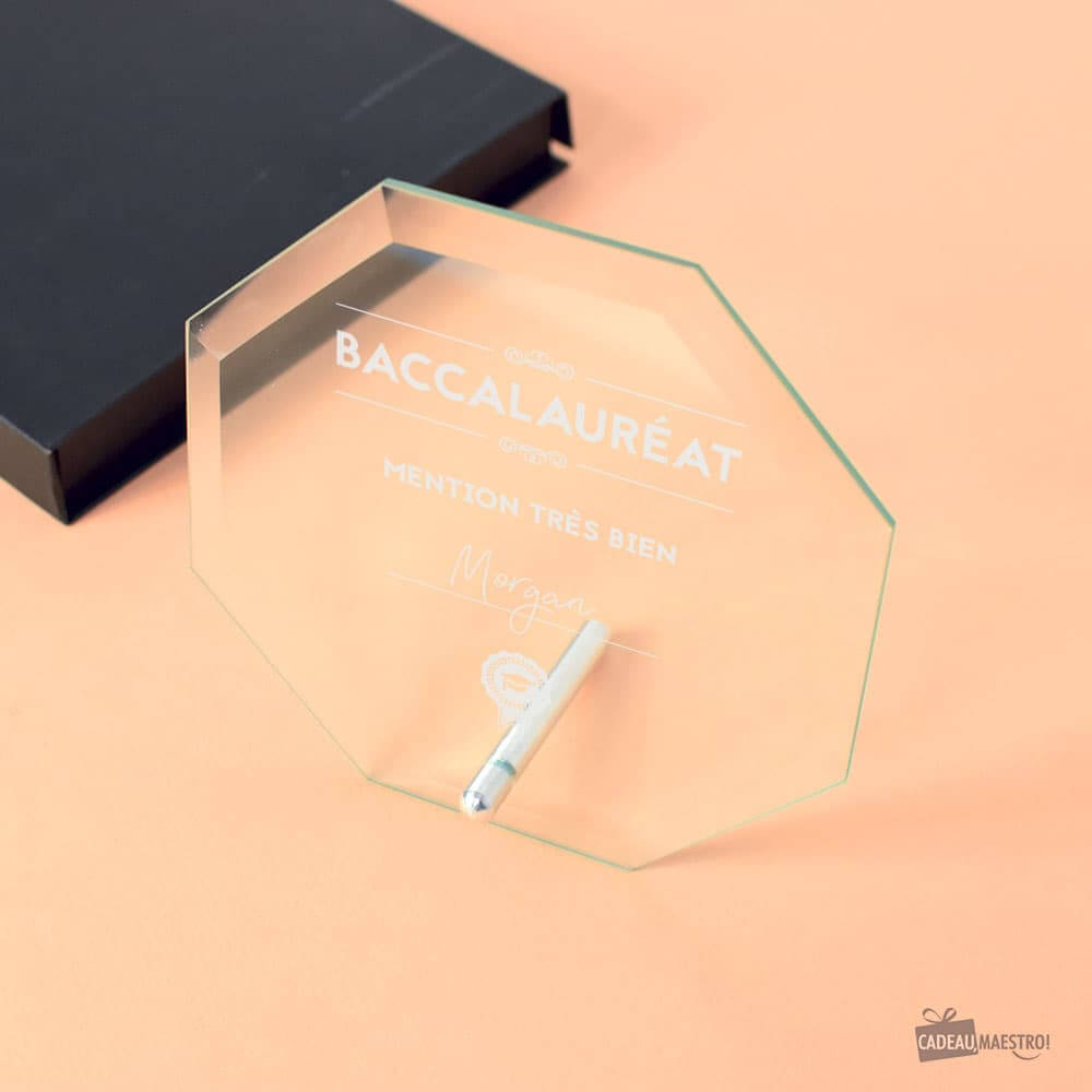 Trophée Octogonal BAC et Diplômes à Personnaliser - Trophée Personnalisé