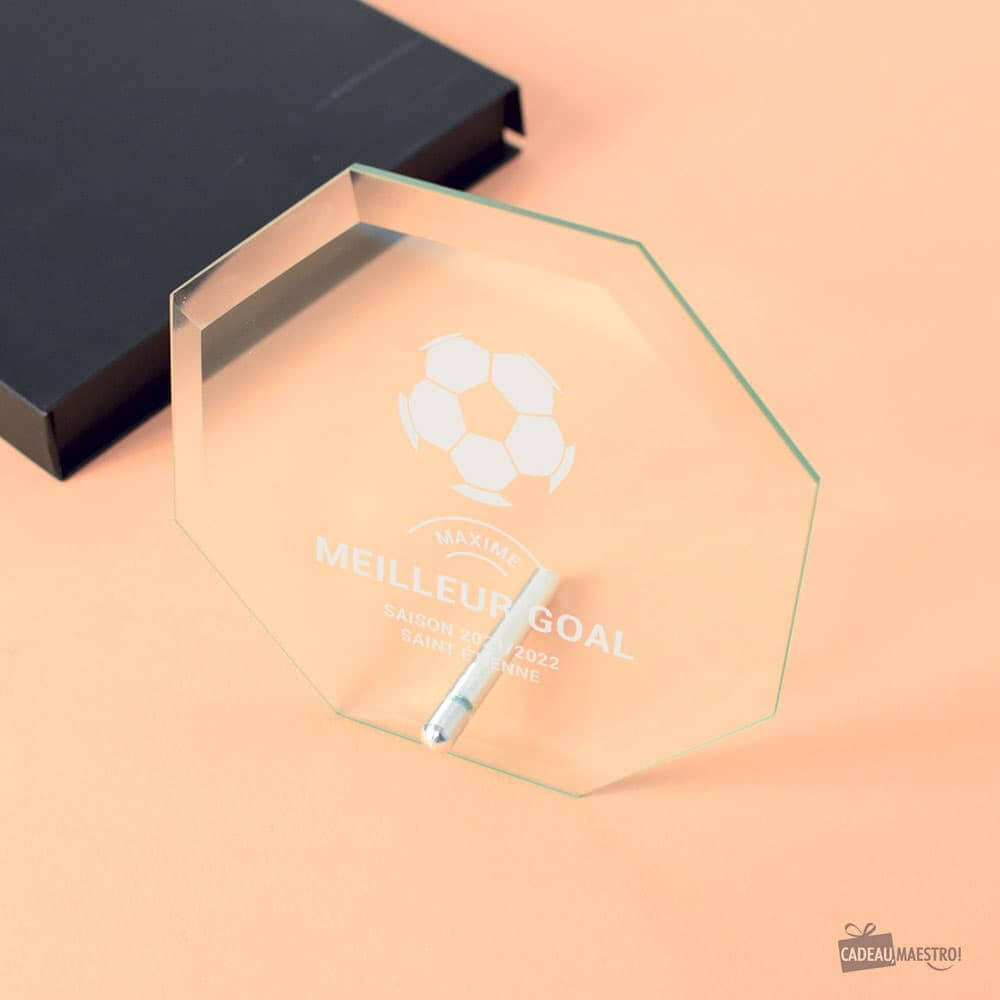 Trophée Octogonal Foot à Personnaliser - Trophée Personnalisé