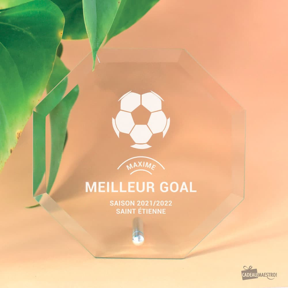 Trophée Octogonal Foot à Personnaliser - Trophée Personnalisé