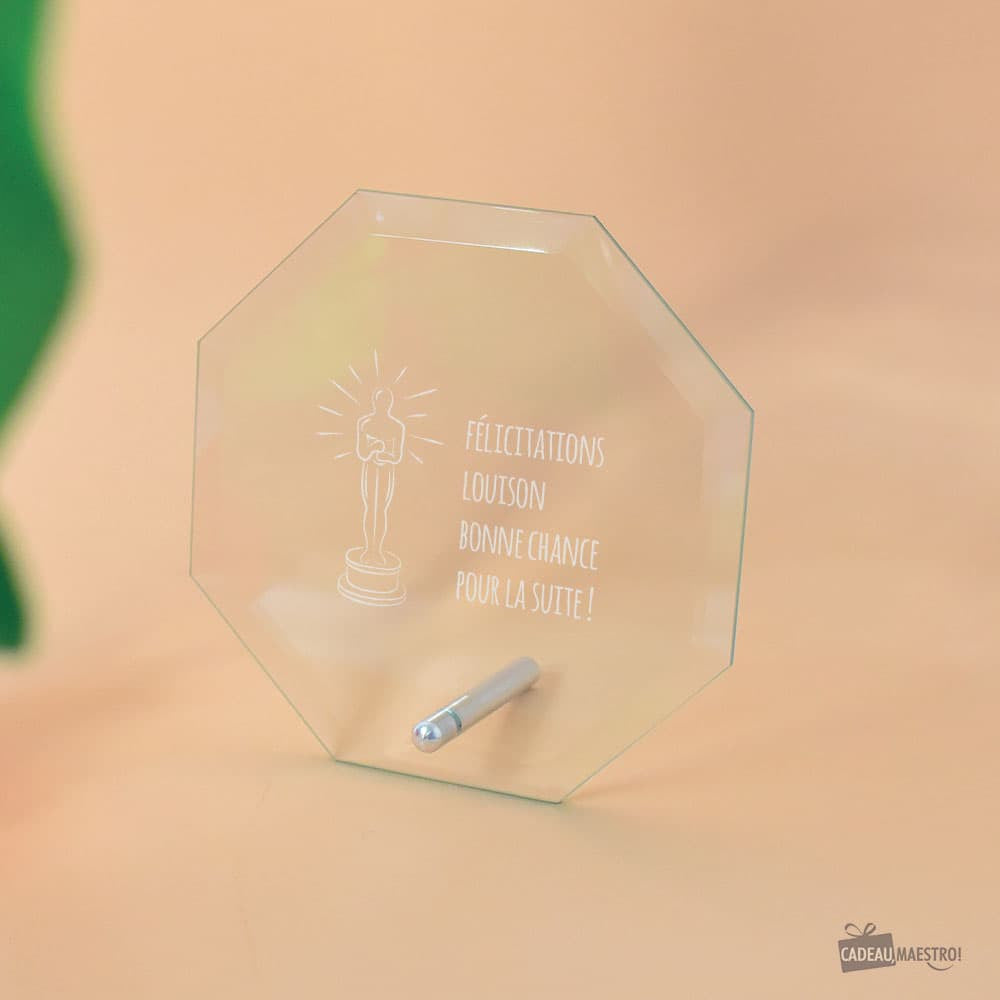 Trophée Octogonal Réussite à Personnaliser - Trophée Personnalisé