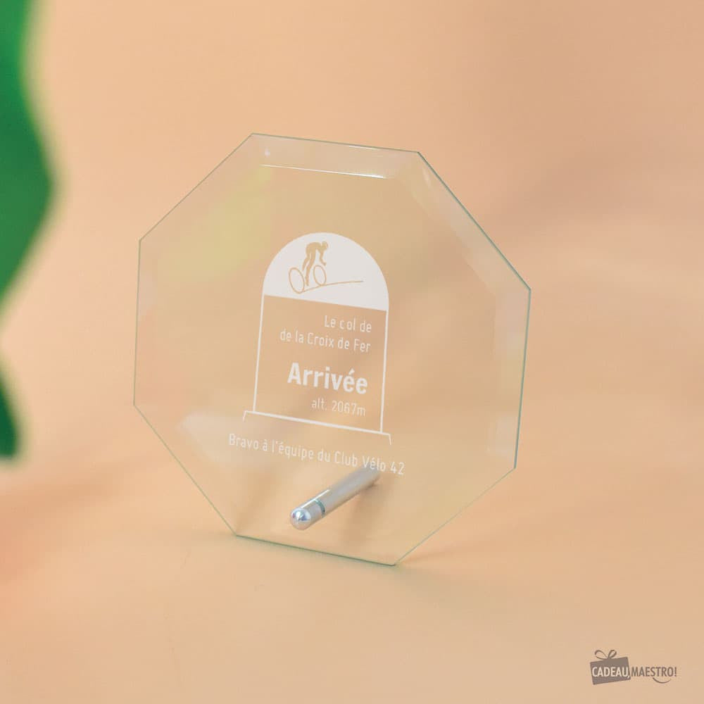 Trophée Octogonal Vélo à Personnaliser - Trophée Personnalisé
