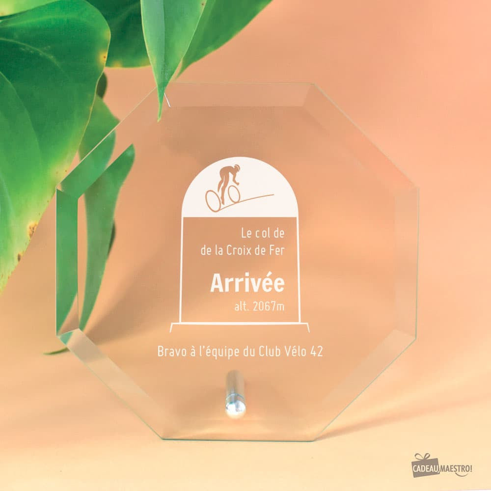 Trophée Octogonal Vélo à Personnaliser - Trophée Personnalisé