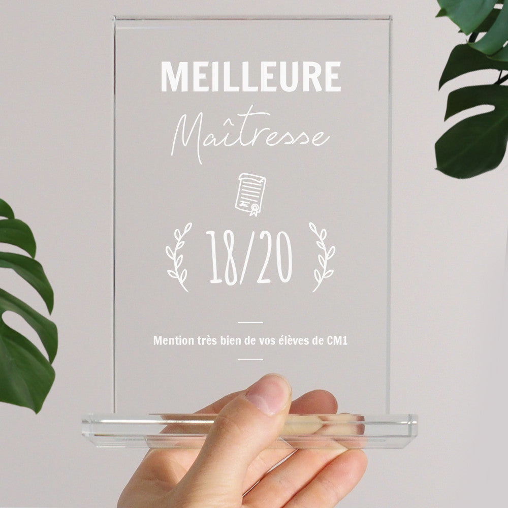 Trophée Meilleure Maîtresse à Personnaliser - Trophée Personnalisé CadoMaestro