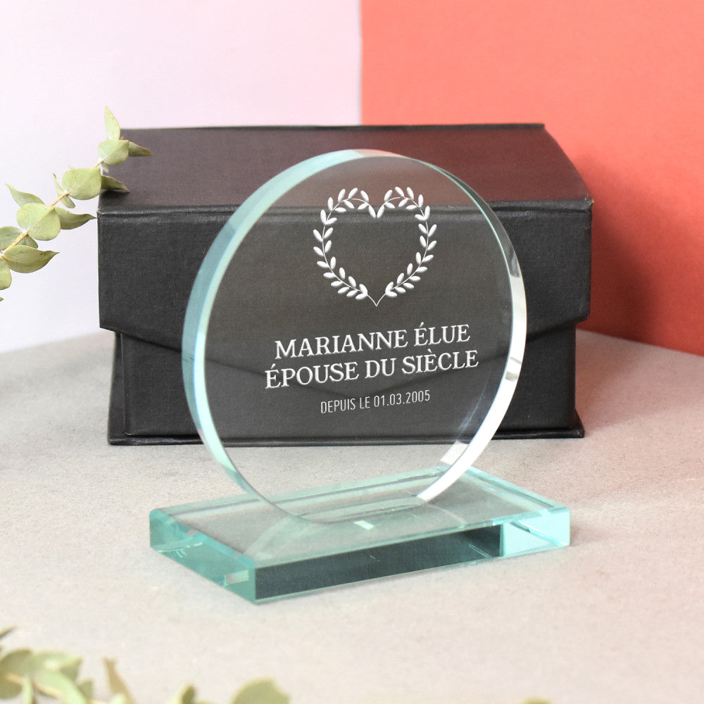 Trophée Rond Couple à Personnaliser - Trophée Personnalisé
