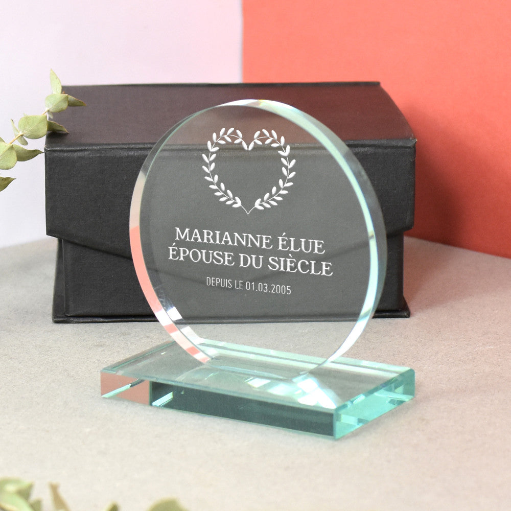 Trophée Rond Couple à Personnaliser - Trophée Personnalisé