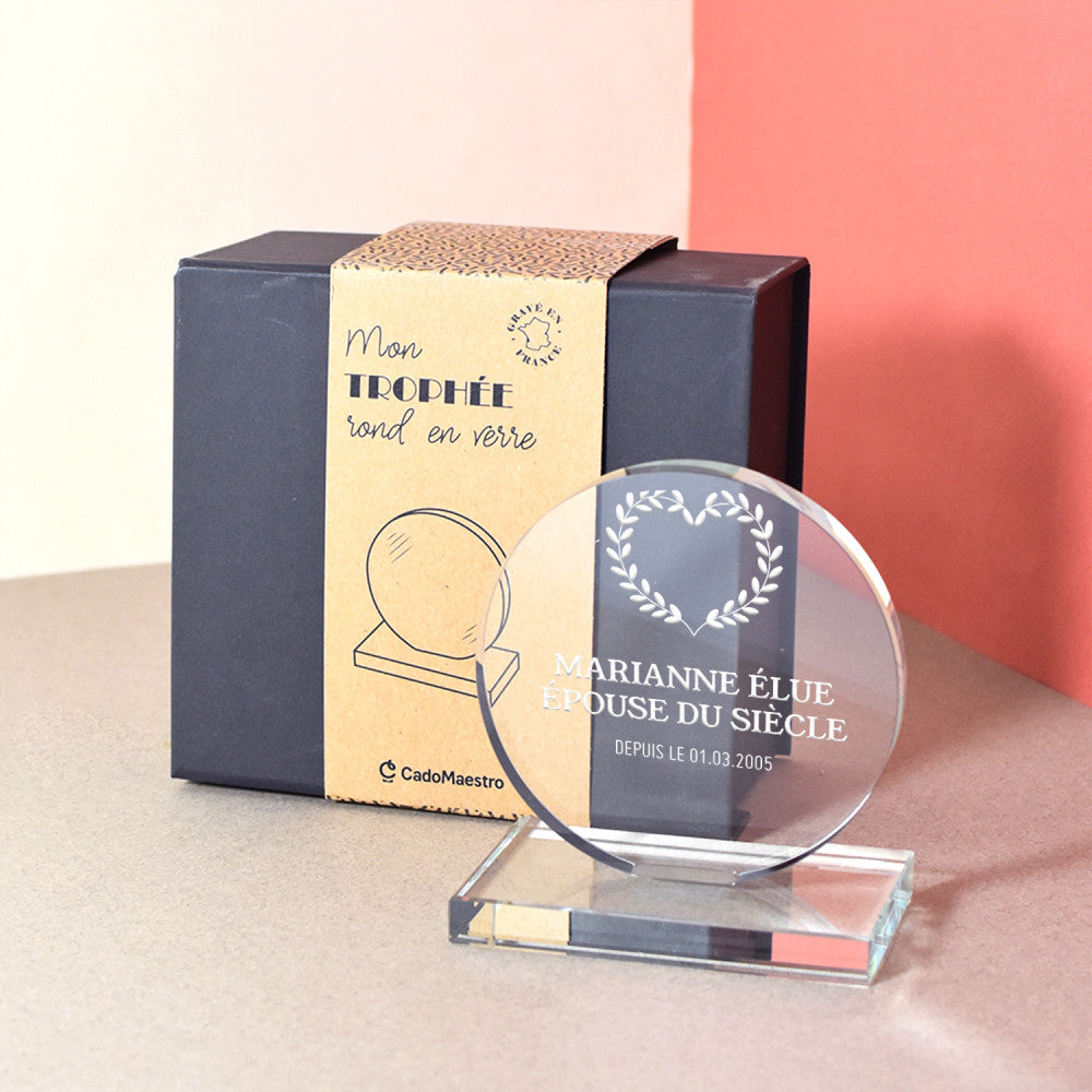 Trophée Rond Couple à Personnaliser - Trophée Personnalisé