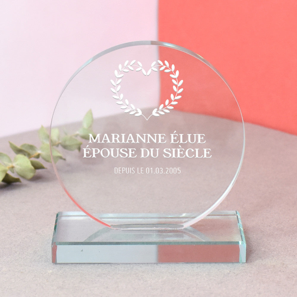 Trophée Rond Couple à Personnaliser - Trophée Personnalisé