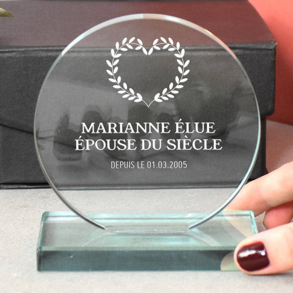 Trophée Rond Couple à Personnaliser - Trophée Personnalisé