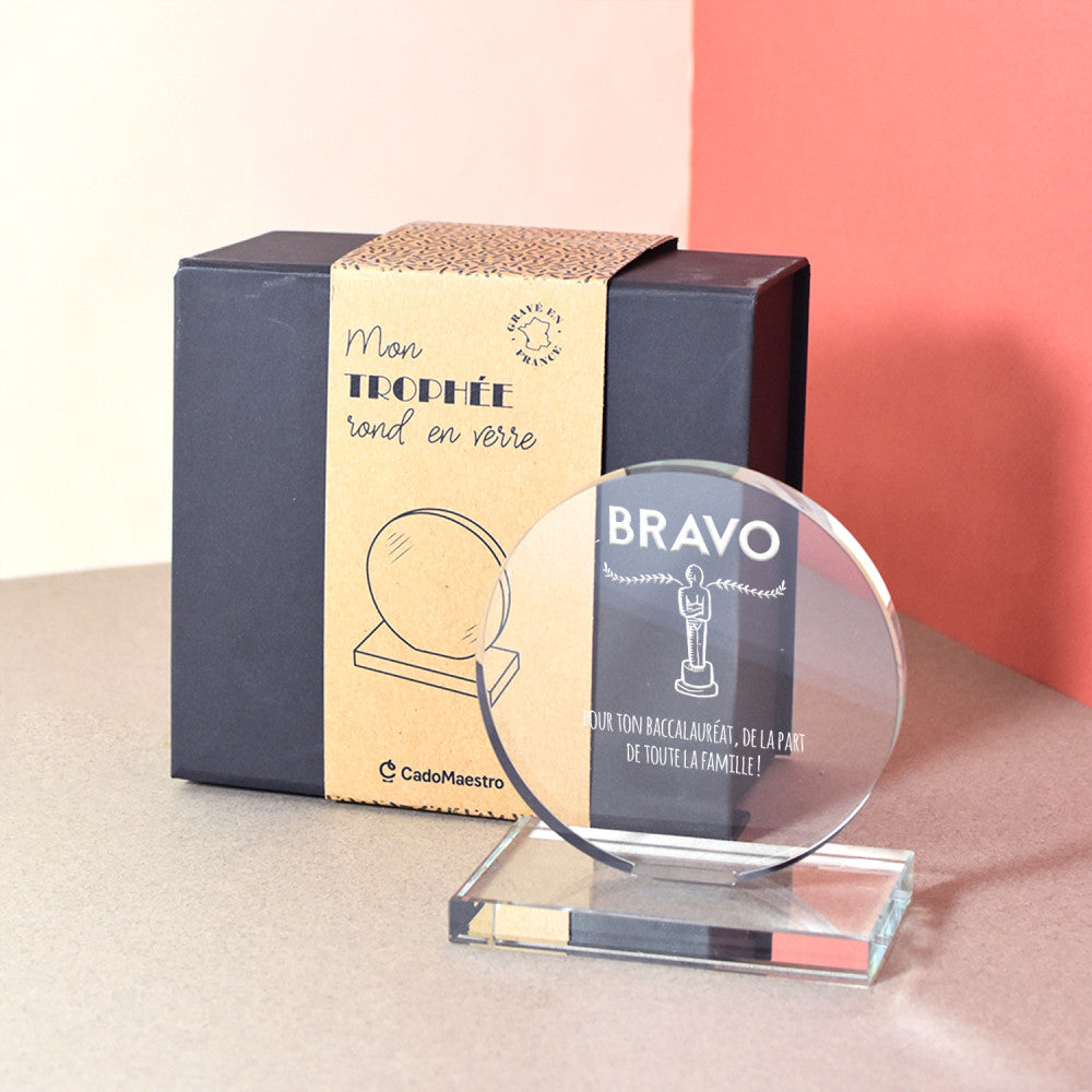 Trophée Rond Diplôme et Réussite à Personnaliser - Trophée Personnalisé CadoMaestro