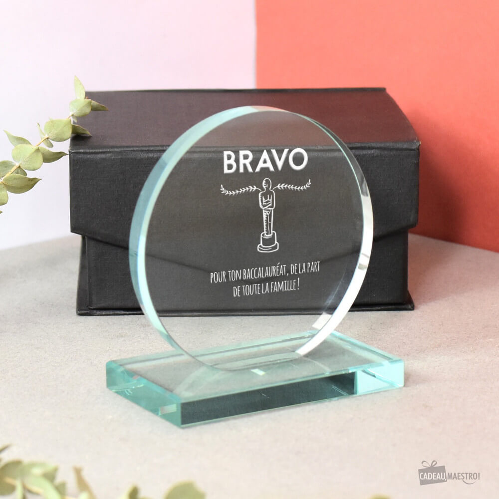 Trophée Rond Diplôme et Réussite à Personnaliser - Trophée Personnalisé CadoMaestro